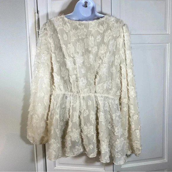 SOLD SHEIN Curve 2X Surplice Tunic Pullover Eyelash Fringe Long Sleeve Lined - Picture 3 of 6